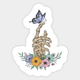 Skull with flowers and butterfly Sticker